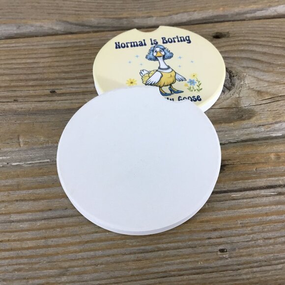 Normal Is Boring Be a Silly Goose Set of 2 Sandstone Car Coasters - Picture 4 of 8